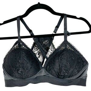Aerie Wireless Lace Bra 36D With Adjustable Straps & Satin Trim